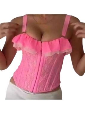 WE ARE HAH Seams Like Princess Corset M Rose Quartz Pink Lace Up Sexy- S & M